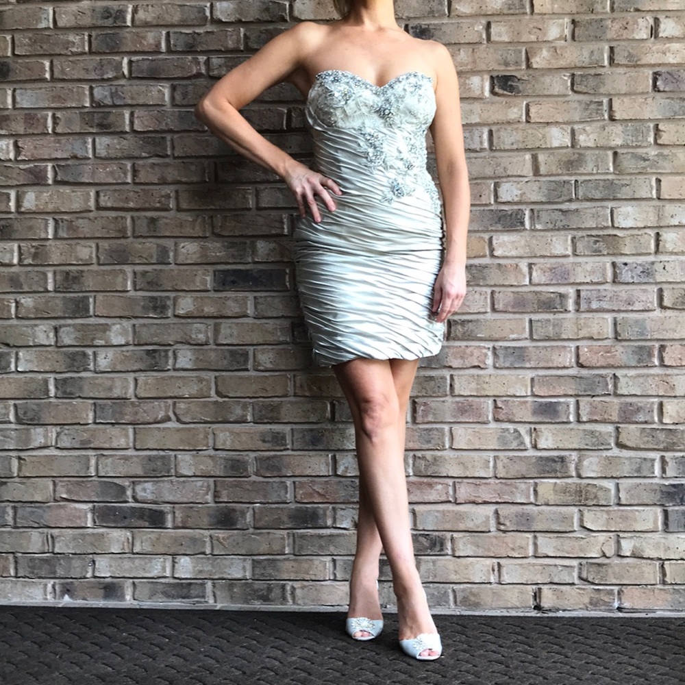 Terani Couture Mini Dress Crystal Embellished Sz 6